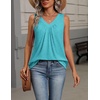 Zeagoo Womens Tank Tops Summer Sleeveless Tops V Neck Pleated Shirts(Peacock Blue)