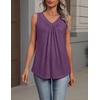 Zeagoo Womens Tank Tops Summer Sleeveless Tops V Neck Pleated Shirts(Purple)
