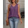 Zeagoo Womens Tank Tops Summer Sleeveless Tops V Neck Pleated Shirts(Purple)