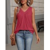 Zeagoo Womens Tank Tops Summer Sleeveless Tops V Neck Pleated Shirts(Red)