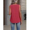 Zeagoo Womens Tank Tops Summer Sleeveless Tops V Neck Pleated Shirts(Red)