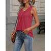 Zeagoo Womens Tank Tops Summer Sleeveless Tops V Neck Pleated Shirts(Red)