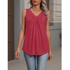 Zeagoo Womens Tank Tops Summer Sleeveless Tops V Neck Pleated Shirts(Red)