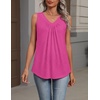 Zeagoo Womens Tank Tops Summer Sleeveless Tops V Neck Pleated Shirts(Rose Red)