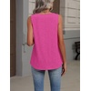 Zeagoo Womens Tank Tops Summer Sleeveless Tops V Neck Pleated Shirts(Rose Red)
