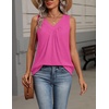 Zeagoo Womens Tank Tops Summer Sleeveless Tops V Neck Pleated Shirts(Rose Red)