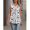 Zeagoo Womens Tank Tops Summer Sleeveless Tops V Neck Pleated Shirts(Sf291-white and Black Flower)