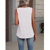 Zeagoo Womens Tank Tops Summer Sleeveless Tops V Neck Pleated Shirts(White)
