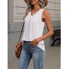 Zeagoo Womens Tank Tops Summer Sleeveless Tops V Neck Pleated Shirts(White)
