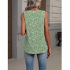Zeagoo Womens Tank Tops Summer Sleeveless Tops V Neck Pleated Shirts(Xh534- Green Flower)