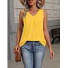 Zeagoo Womens Tank Tops Summer Sleeveless Tops V Neck Pleated Shirts(Yellow)