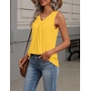 Zeagoo Womens Tank Tops Summer Sleeveless Tops V Neck Pleated Shirts(Yellow)