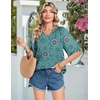 Zeagoo Womens Tops 3/4 Sleeve V Neck Bohemian Blouses Casual Tunic(Blue Floral Mz858)