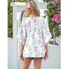 Zeagoo Womens Tops 3/4 Sleeve V Neck Bohemian Blouses Casual Tunic(Blue Leaf Sp106)