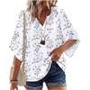 Zeagoo Womens Tops 3/4 Sleeve V Neck Bohemian Blouses Casual Tunic(Blue Leaf Sp106)