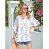 Zeagoo Womens Tops 3/4 Sleeve V Neck Bohemian Blouses Casual Tunic(Blue Leaf Sp106)