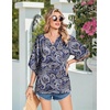 Zeagoo Womens Tops 3/4 Sleeve V Neck Bohemian Blouses Casual Tunic(Blue Pattern Mz473)