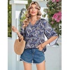 Zeagoo Womens Tops 3/4 Sleeve V Neck Bohemian Blouses Casual Tunic(Blue Pattern Mz473)