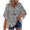 Zeagoo Womens Tops 3/4 Sleeve V Neck Bohemian Blouses Casual Tunic(Boho Multicolo Mz899)
