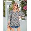 Zeagoo Womens Tops 3/4 Sleeve V Neck Bohemian Blouses Casual Tunic(Boho Multicolo Mz899)