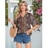 Zeagoo Womens Tops 3/4 Sleeve V Neck Bohemian Blouses Casual Tunic(Boho Multicolor Mz721)