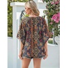Zeagoo Womens Tops 3/4 Sleeve V Neck Bohemian Blouses Casual Tunic(Boho Multicolor Mz721)