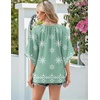 Zeagoo Womens Tops 3/4 Sleeve V Neck Bohemian Blouses Casual Tunic(Light Green Mz915)