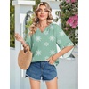 Zeagoo Womens Tops 3/4 Sleeve V Neck Bohemian Blouses Casual Tunic(Light Green Mz915)