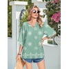 Zeagoo Womens Tops 3/4 Sleeve V Neck Bohemian Blouses Casual Tunic(Light Green Mz915)