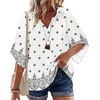 Zeagoo Womens Tops 3/4 Sleeve V Neck Bohemian Blouses Casual Tunic(Multi Apricot Mz920)