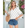 Zeagoo Womens Tops 3/4 Sleeve V Neck Bohemian Blouses Casual Tunic(Multi Apricot Mz920)