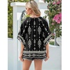 Zeagoo Womens Tops 3/4 Sleeve V Neck Bohemian Blouses Casual Tunic(Multi Black Mz921)