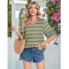 Zeagoo Womens Tops 3/4 Sleeve V Neck Bohemian Blouses Casual Tunic(Multi Blue Mz925)