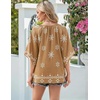 Zeagoo Womens Tops 3/4 Sleeve V Neck Bohemian Blouses Casual Tunic(Multi Coffee Mz917)