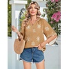 Zeagoo Womens Tops 3/4 Sleeve V Neck Bohemian Blouses Casual Tunic(Multi Coffee Mz917)