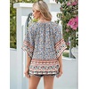 Zeagoo Womens Tops 3/4 Sleeve V Neck Bohemian Blouses Casual Tunic(Multi Floral Mz914)