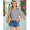 Zeagoo Womens Tops 3/4 Sleeve V Neck Bohemian Blouses Casual Tunic(Multi Floral Mz914)