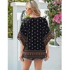 Zeagoo Womens Tops 3/4 Sleeve V Neck Bohemian Blouses Casual Tunic(Multicolor Black Mz930)