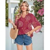 Zeagoo Womens Tops 3/4 Sleeve V Neck Bohemian Blouses Casual Tunic(Pink Boho Cx320)