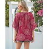 Zeagoo Womens Tops 3/4 Sleeve V Neck Bohemian Blouses Casual Tunic(Pink Boho Cx320)