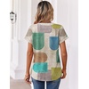 Zeagoo Womens Tops Short Sleeve Summer V Neck Shirts Work Casual Blouses(Black Khaki Dots)