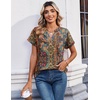 Zeagoo Womens Tops Short Sleeve Summer V Neck Shirts Work Casual Blouses(Boho Mz721)