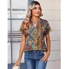 Zeagoo Womens Tops Short Sleeve Summer V Neck Shirts Work Casual Blouses(Boho Mz721)