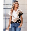 Zeagoo Womens Tops Short Sleeve Summer V Neck Shirts Work Casual Blouses(Floral Black)