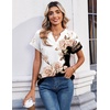 Zeagoo Womens Tops Short Sleeve Summer V Neck Shirts Work Casual Blouses(Floral Black)