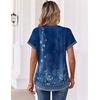 Zeagoo Womens Tops Short Sleeve Summer V Neck Shirts Work Casual Blouses(Floral Blue)