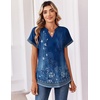 Zeagoo Womens Tops Short Sleeve Summer V Neck Shirts Work Casual Blouses(Floral Blue)