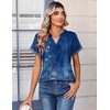 Zeagoo Womens Tops Short Sleeve Summer V Neck Shirts Work Casual Blouses(Floral Blue)