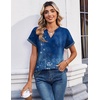 Zeagoo Womens Tops Short Sleeve Summer V Neck Shirts Work Casual Blouses(Floral Blue)