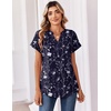 Zeagoo Womens Tops Short Sleeve Summer V Neck Shirts Work Casual Blouses(Floral Navy)